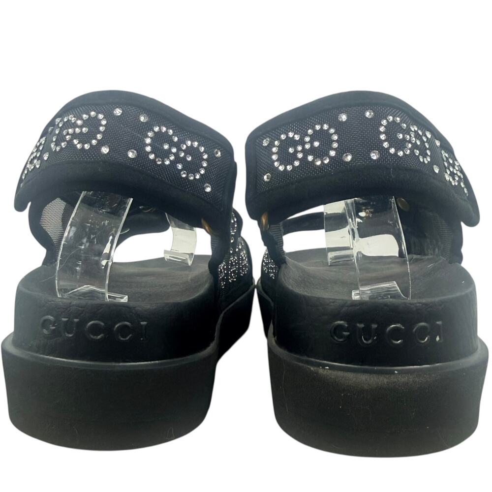 Gucci GG Crystal Embellished Mesh Sandals Black Size 37 - Picture 5 of 9